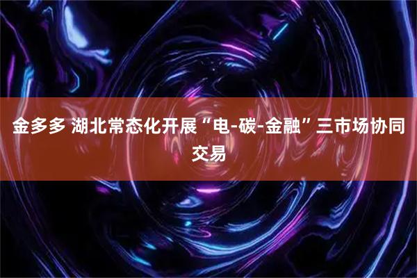 金多多 湖北常态化开展“电-碳-金融”三市场协同交易